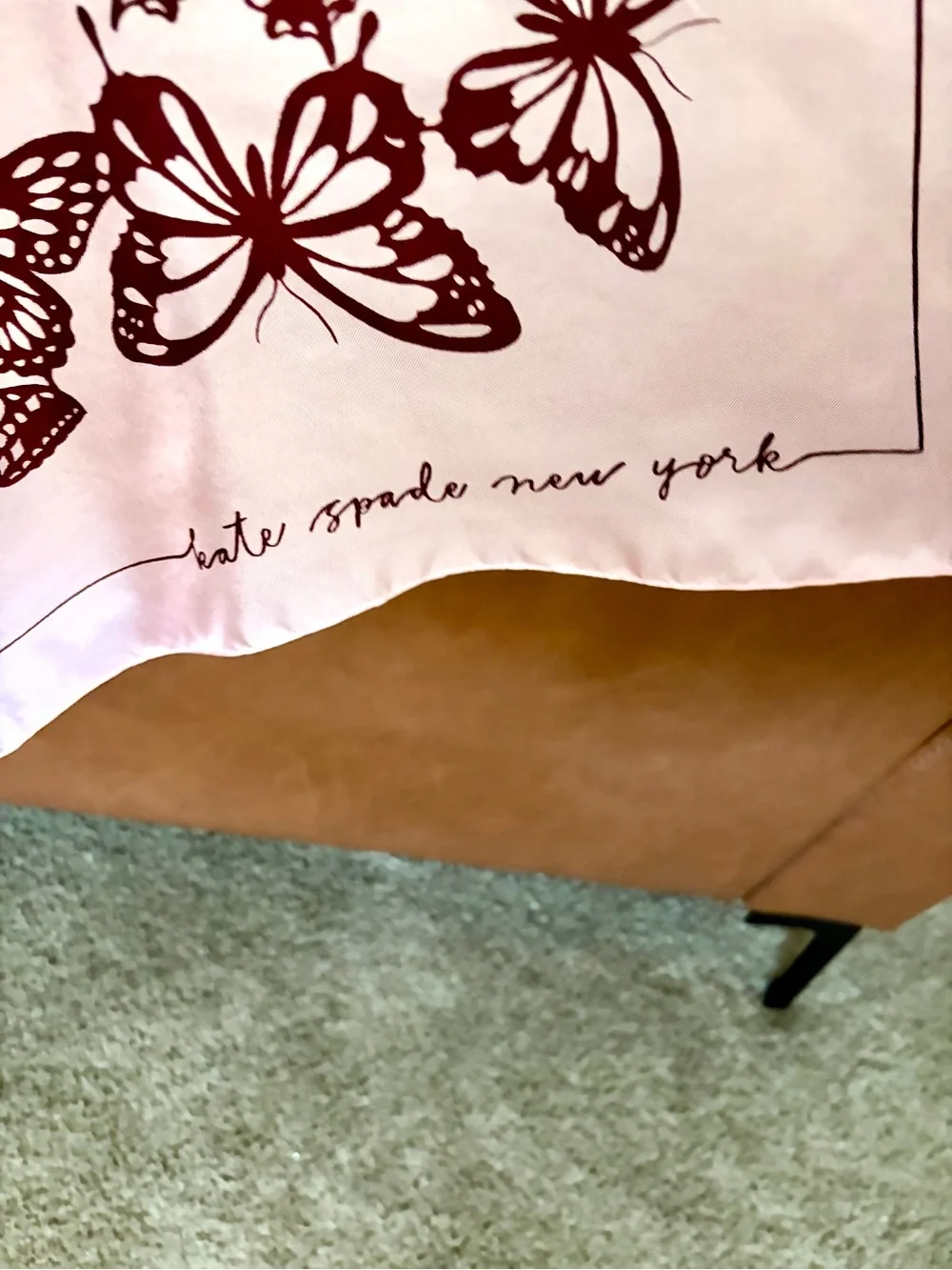 kate spade Pink Scarf with Brown Butterfly Print NWOT
